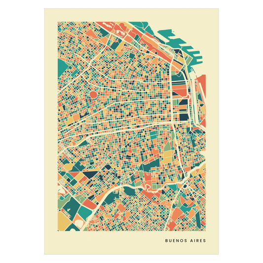 Buenos Aires Stadtkarte Poster – Polychroma Modern Art Print
