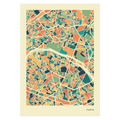 Paris Stadtkarte Poster – Polychroma Modern Art Print