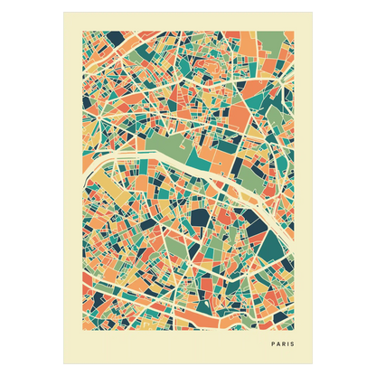 Paris Stadtkarte Poster – Polychroma Modern Art Print