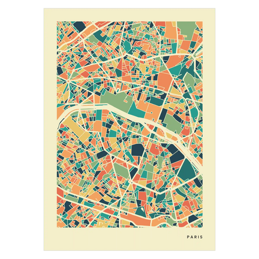 Paris Stadtkarte Poster – Polychroma Modern Art Print