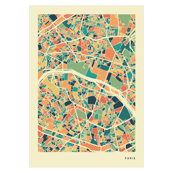 Paris Stadtkarte Poster – Polychroma Modern Art Print