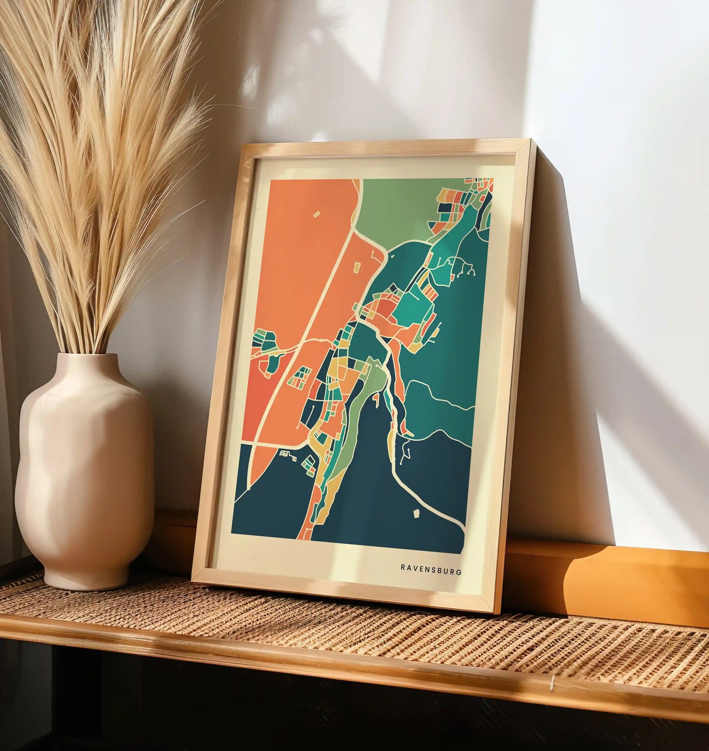 Ravensburg Stadtkarte Poster – Polychroma Modern Art Print