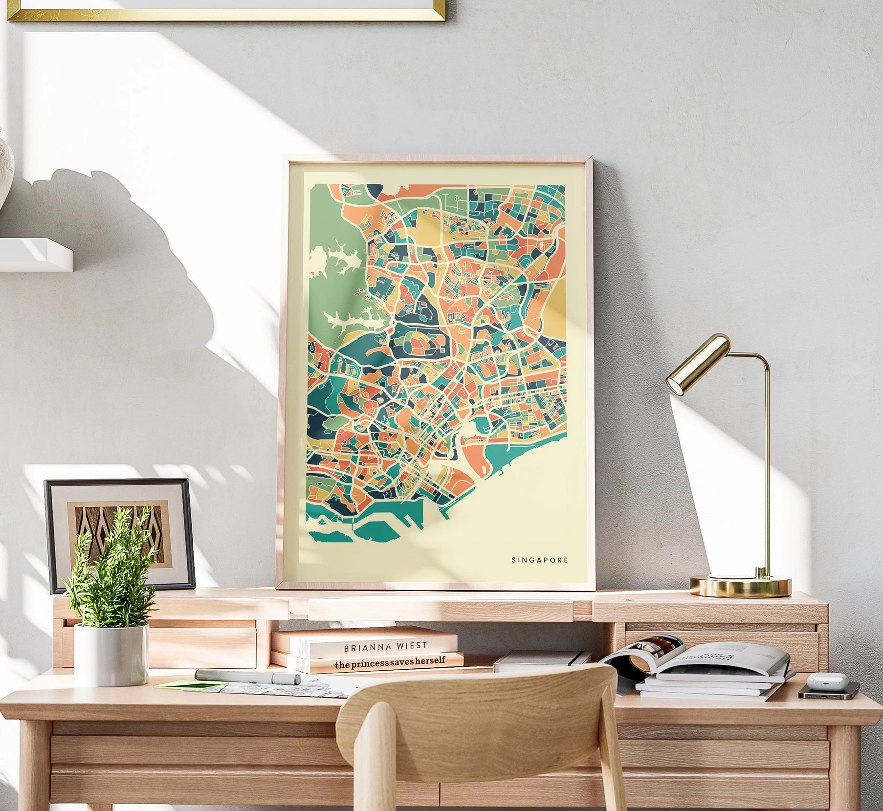 Singapore Stadtkarte Poster – Polychroma Modern Art Print