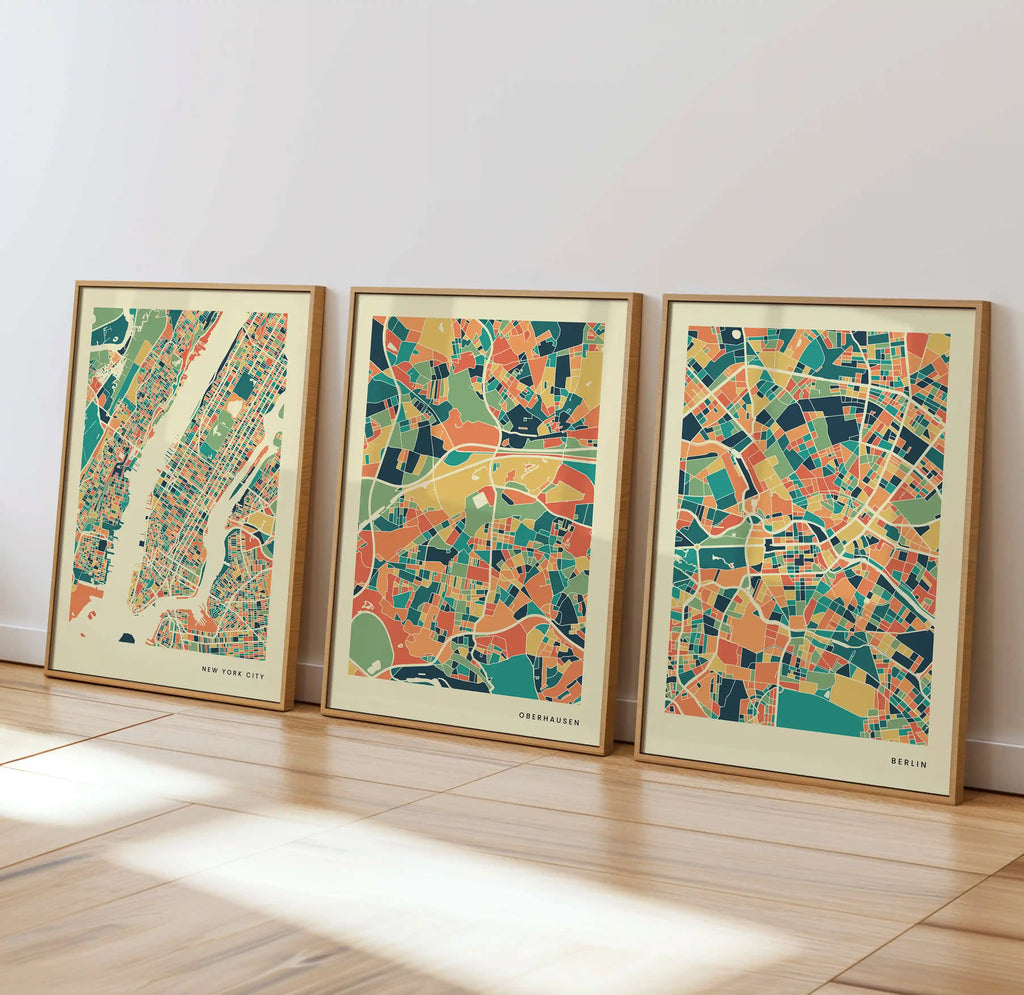 Oberhausen Stadtkarte Poster – Polychroma Modern Art Print