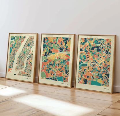 Oberhausen Stadtkarte Poster – Polychroma Modern Art Print