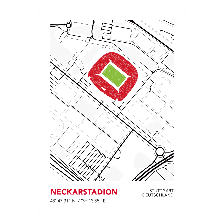 VfB Stuttgart Neckarstadion Stadtplan Poster