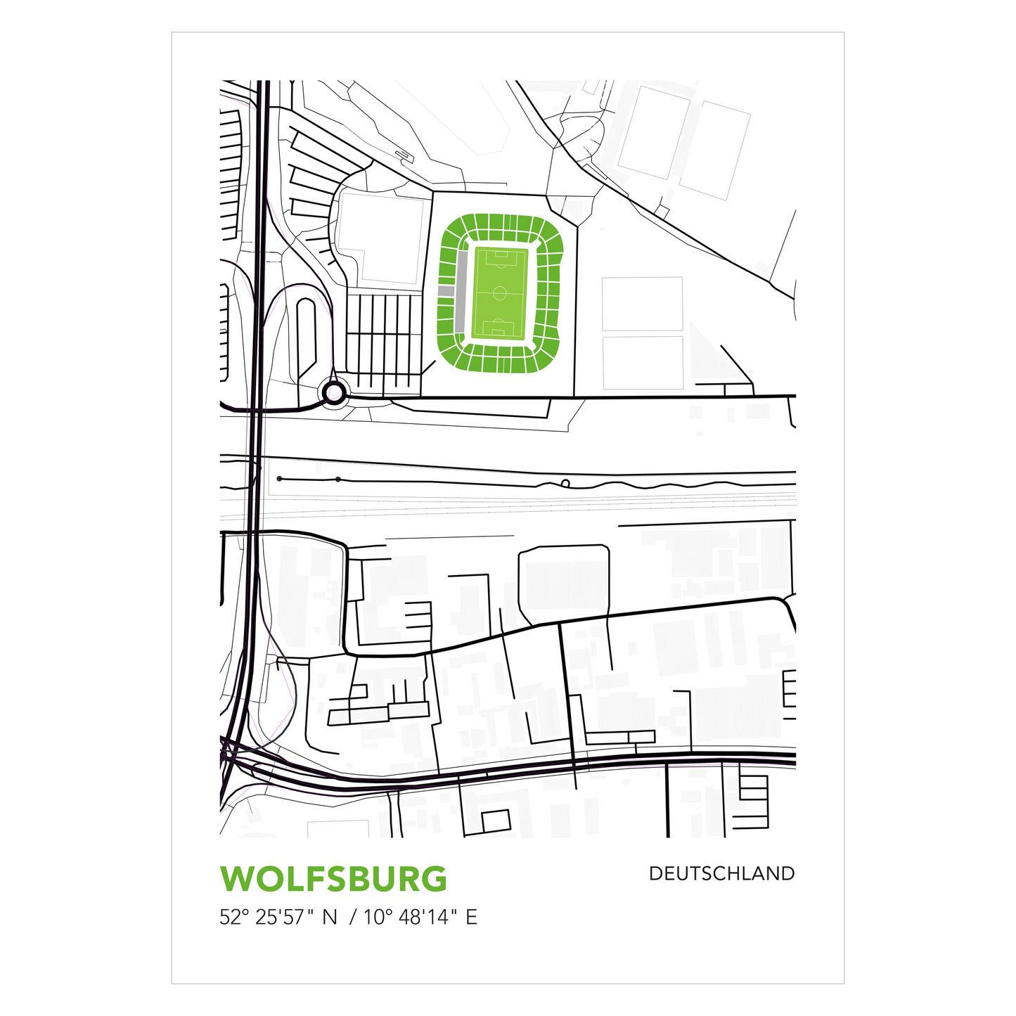 Wolfsburg Stadion Arena Poster Bundesliga - Perfektes Geschenk für Fussballfans