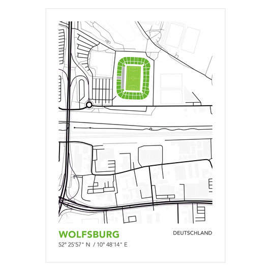 Wolfsburg Stadion Arena Poster Bundesliga - Perfektes Geschenk für Fussballfans