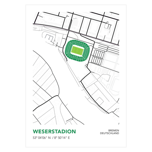 Bremen Weserstadion Poster – Hochwertiger Kartendruck | Werder Bremen Fan Geschenk
