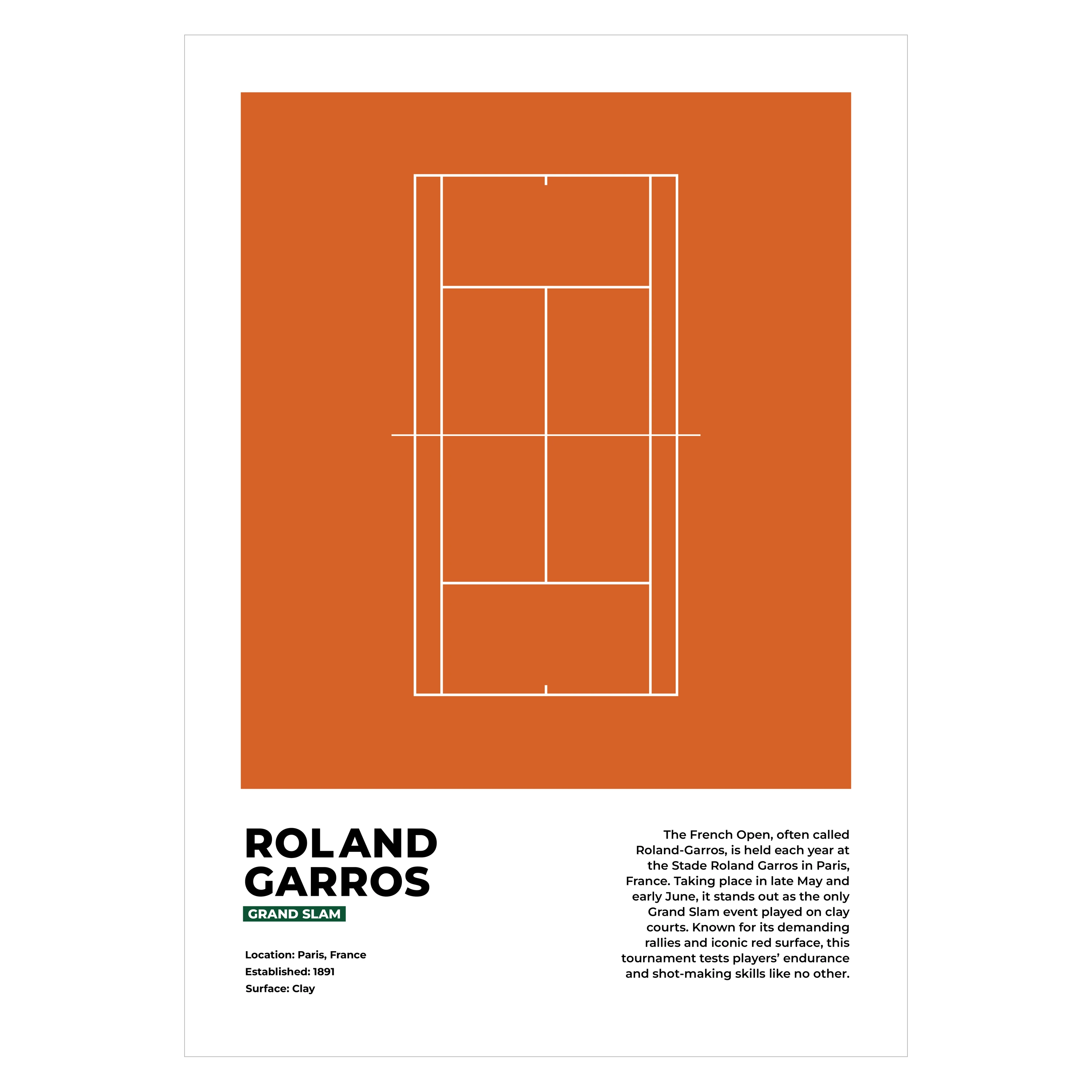 Roland Garros French Open Grand Slam Tennis Poster