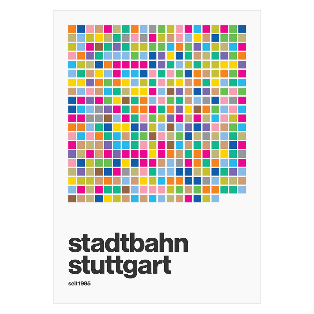 Stuttgart U-Bahn Grid Stadtplan Poster Mid-Century Design