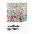 Stuttgart U-Bahn Grid Stadtplan Poster Mid-Century Design