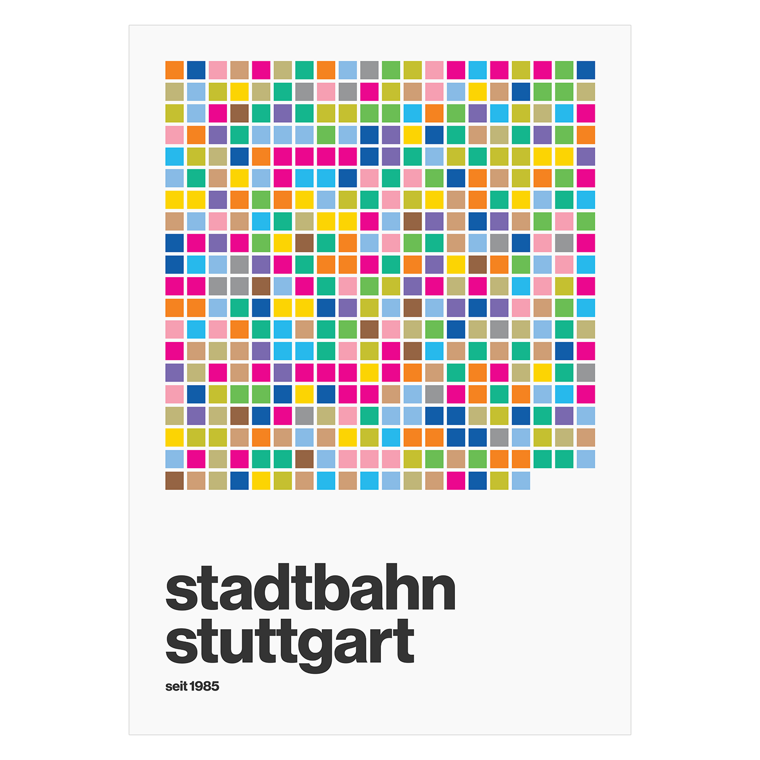 Stuttgart U-Bahn Grid Stadtplan Poster Mid-Century Design