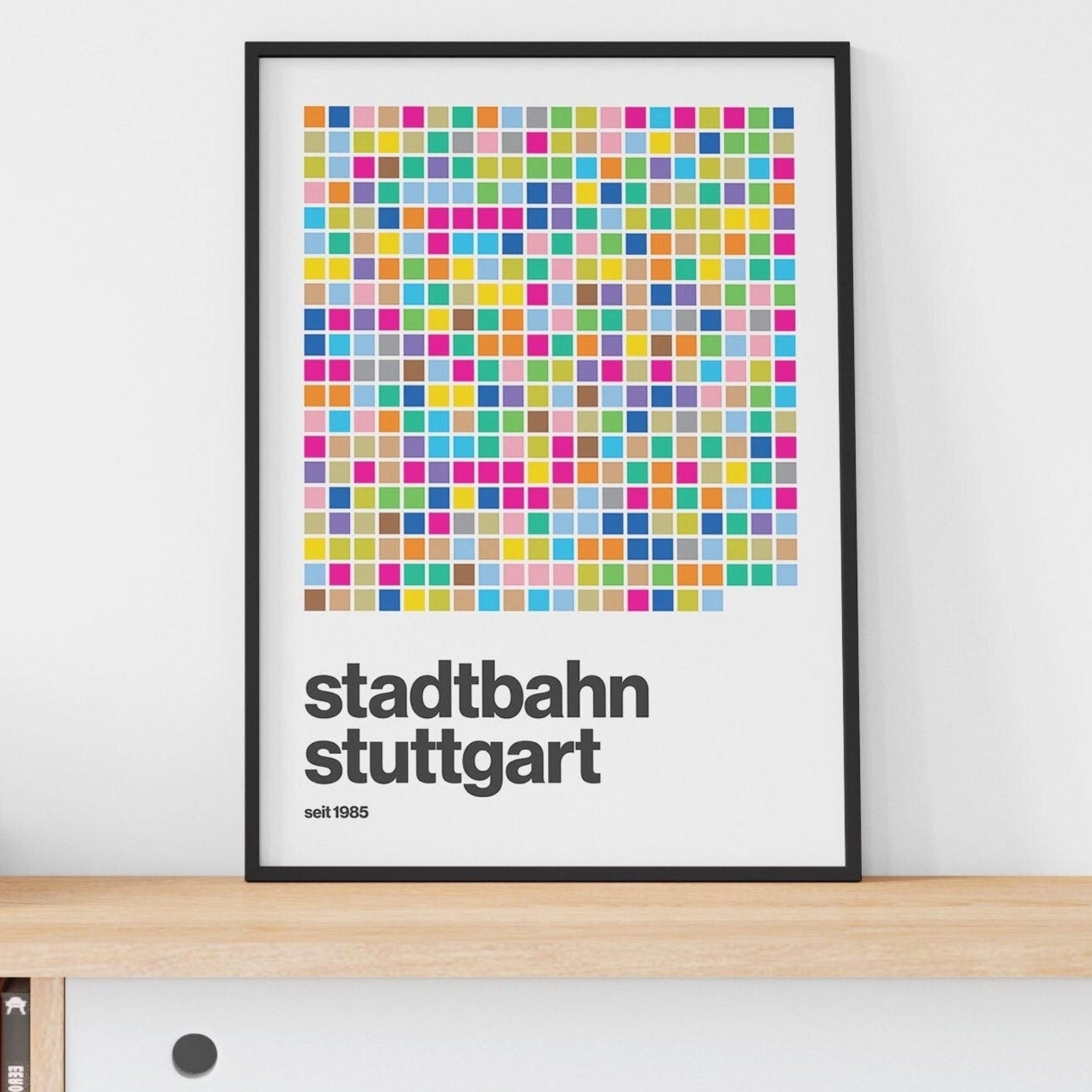 Stuttgart U-Bahn Grid Stadtplan Poster Mid-Century Design