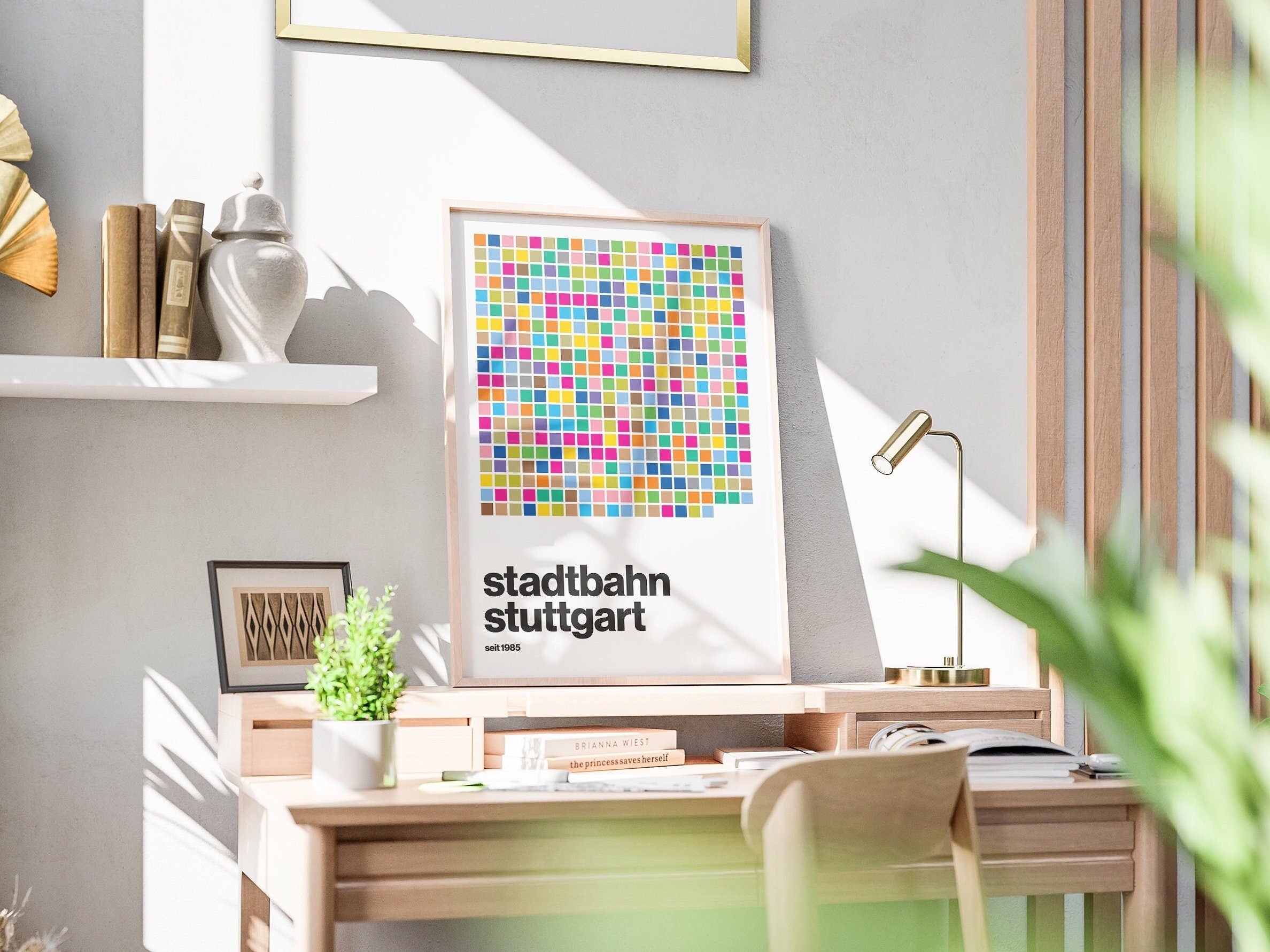 Stuttgart U-Bahn Grid Stadtplan Poster Mid-Century Design