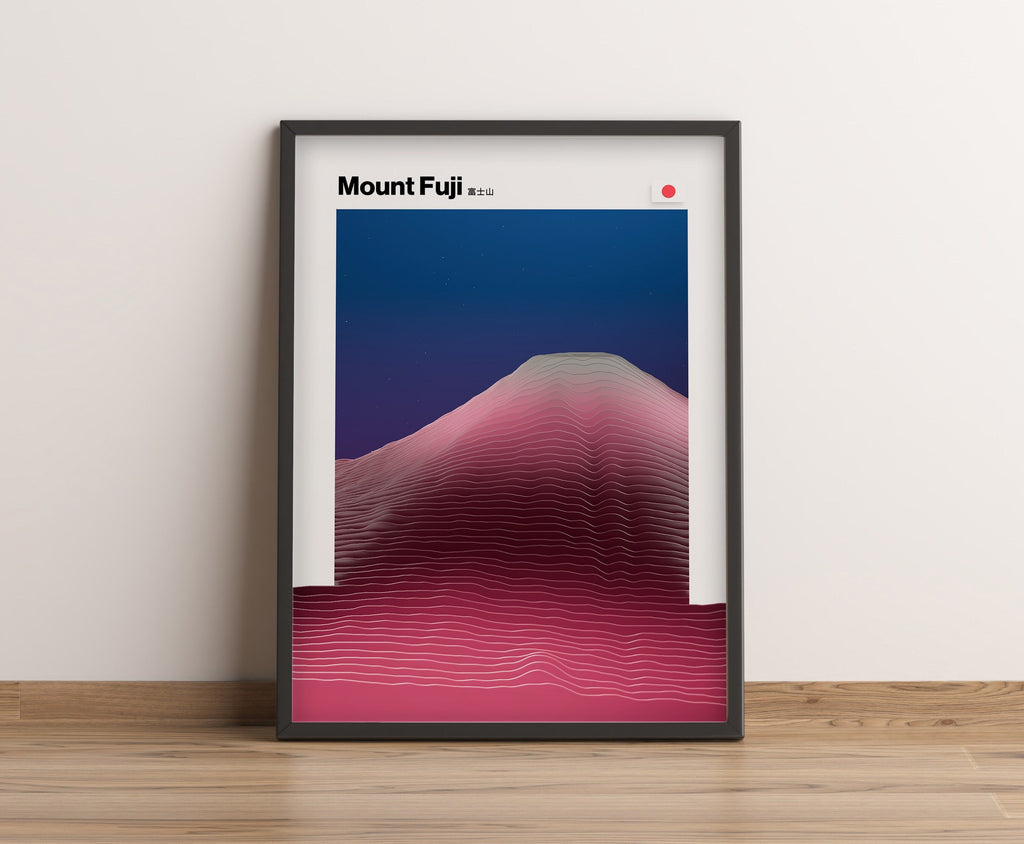 Mount Fuji 3D-Poster - Japan Print Art für Büro Wanddeko