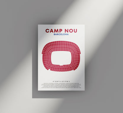 Camp Nou FC Barcelona Poster - Fußballstadion Sitzplan, Wandkunst für Fußballfans, FC Barcelona Sportdekor, Einzigartiges Geschenk