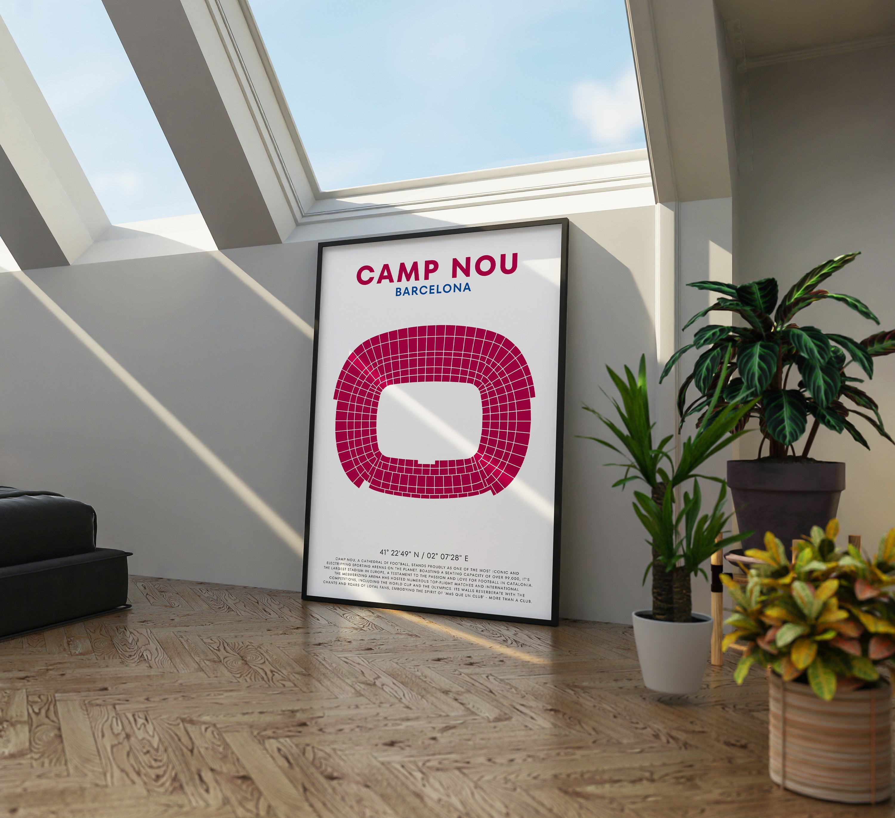 Camp Nou FC Barcelona Poster - Fußballstadion Sitzplan, Wandkunst für Fußballfans, FC Barcelona Sportdekor, Einzigartiges Geschenk