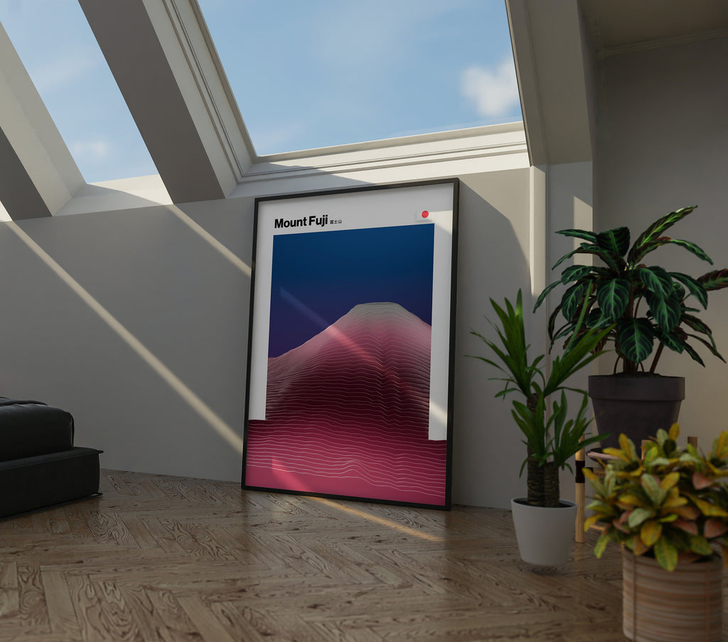 Mount Fuji 3D-Poster - Japan Print Art für Büro Wanddeko