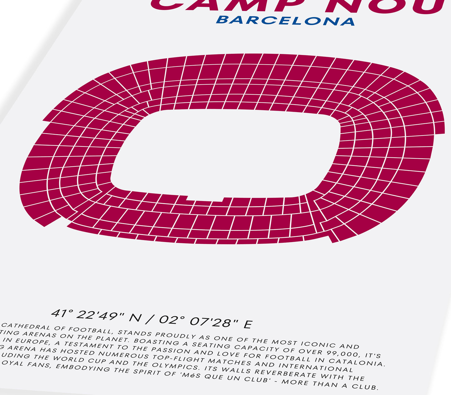 Camp Nou FC Barcelona Poster - Fußballstadion Sitzplan, Wandkunst für Fußballfans, FC Barcelona Sportdekor, Einzigartiges Geschenk