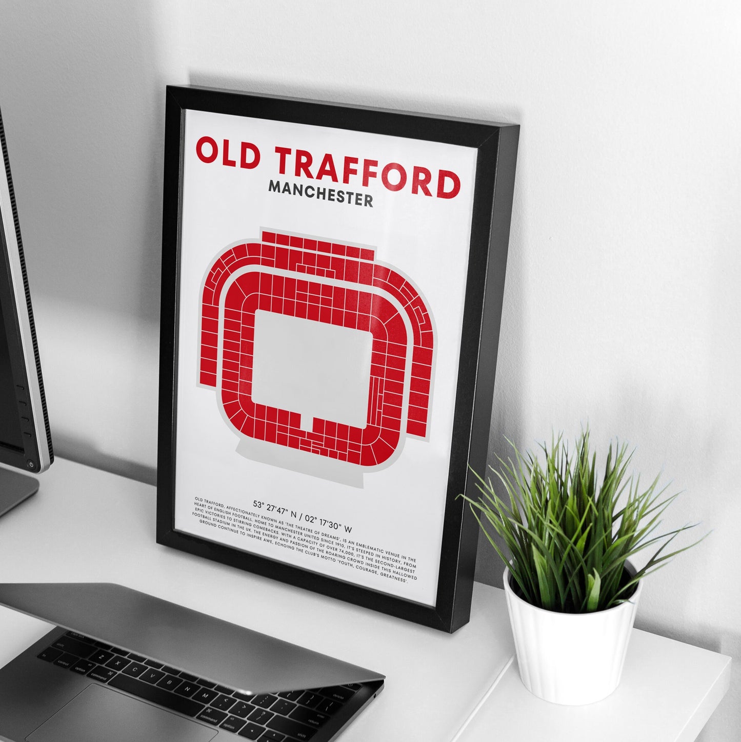 Old Trafford Manchester United Druck - Fußballstadion, Wandkunst für Fußballfans, Manchester United Sportdekor, Einzigartiges Geschenk