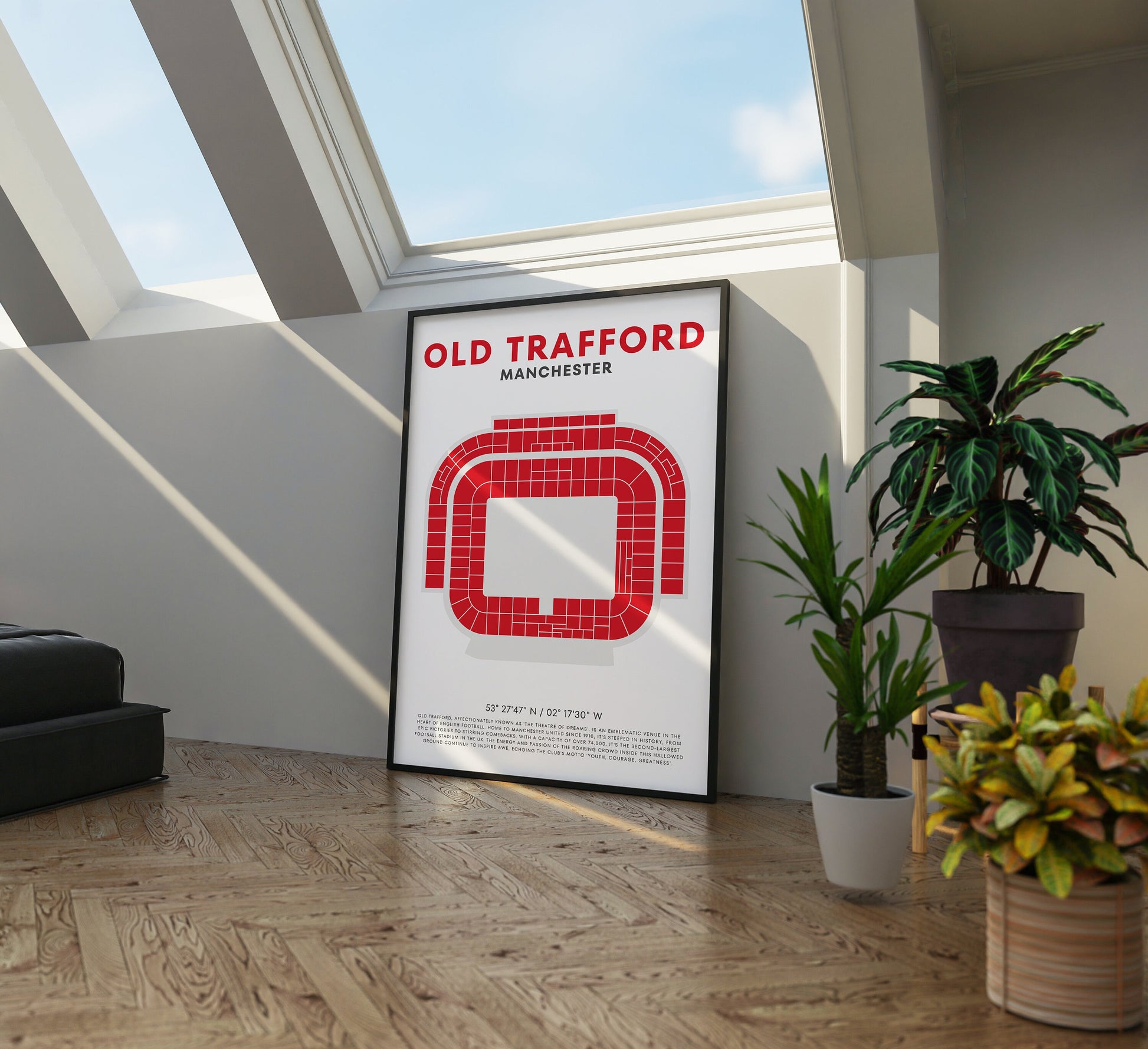 Old Trafford Manchester United Druck - Fußballstadion, Wandkunst für Fußballfans, Manchester United Sportdekor, Einzigartiges Geschenk