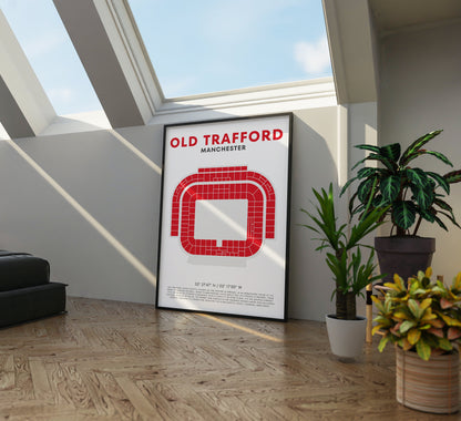 Old Trafford Manchester United Druck - Fußballstadion, Wandkunst für Fußballfans, Manchester United Sportdekor, Einzigartiges Geschenk