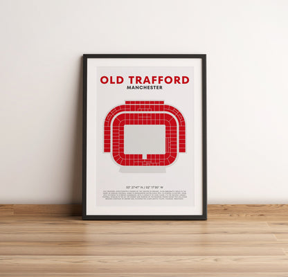 Old Trafford Manchester United Druck - Fußballstadion, Wandkunst für Fußballfans, Manchester United Sportdekor, Einzigartiges Geschenk