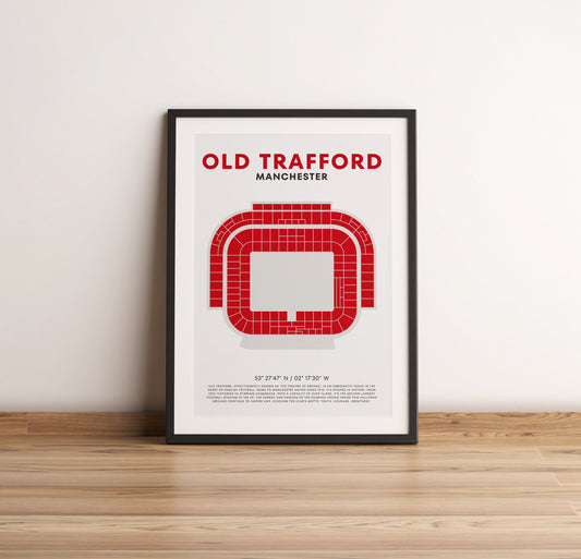 Old Trafford Manchester United Druck - Fußballstadion, Wandkunst für Fußballfans, Manchester United Sportdekor, Einzigartiges Geschenk