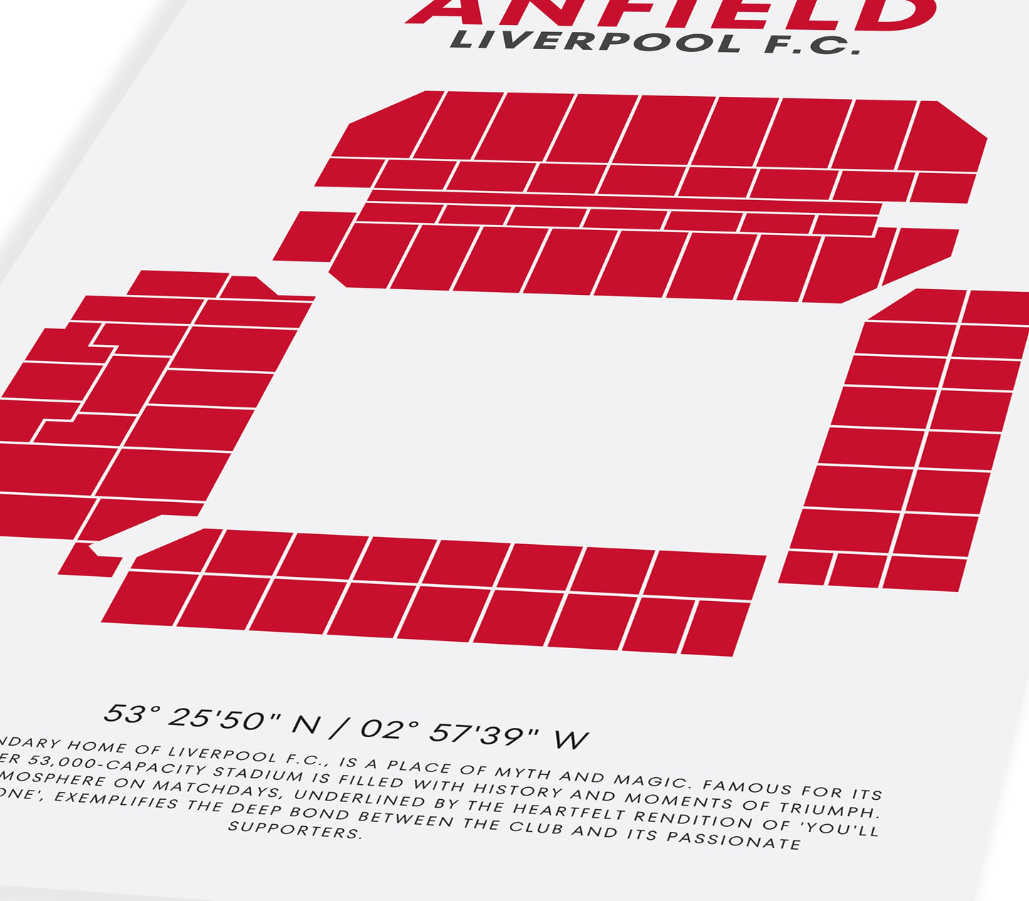 The Kop Essence: Anfield Liverpool F.C. Stadium Coordinates Art Print