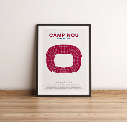 Camp Nou FC Barcelona Poster - Fußballstadion Sitzplan, Wandkunst für Fußballfans, FC Barcelona Sportdekor, Einzigartiges Geschenk