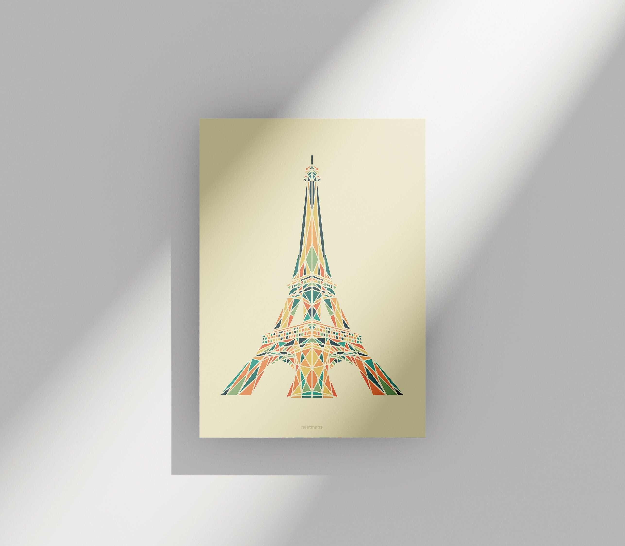 Eiffel Tower Abstract Print - Chic Parisian Landmark Art, Multicolor Geometric Home Decoration